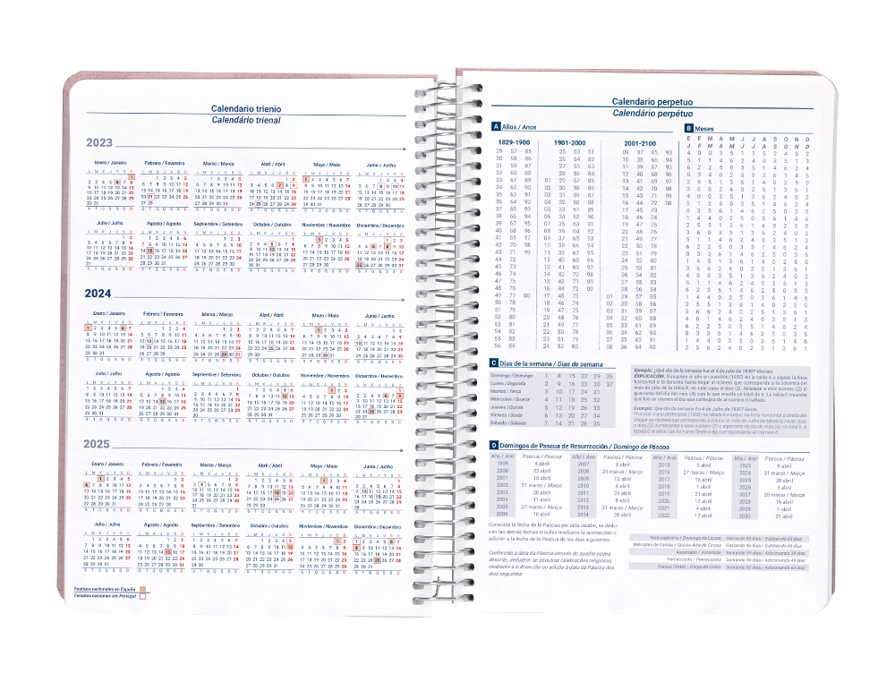 AGENDA ESPIRAL LIDERPAPEL SYROS 15X21 CM 2024 DIA PAGINA SIMPLE ESPIRAL COLOR ROSA PAPEL 60 GR