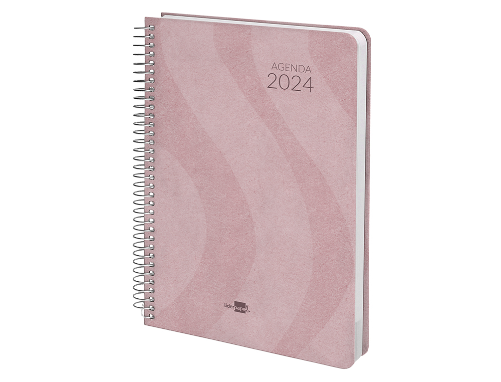 AGENDA ESPIRAL LIDERPAPEL SYROS 15X21 CM 2024 DIA PAGINA SIMPLE ESPIRAL COLOR ROSA PAPEL 60 GR