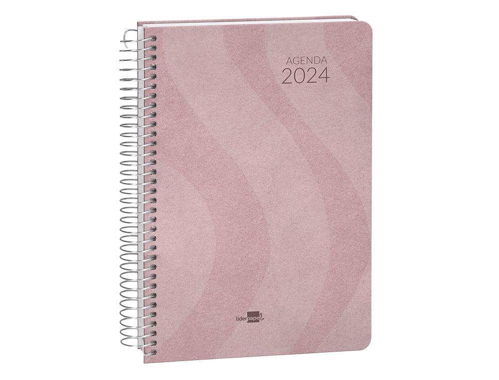 AGENDA ESPIRAL LIDERPAPEL SYROS 15X21 CM 2024 DIA PAGINA SIMPLE ESPIRAL COLOR ROSA PAPEL 60 GR