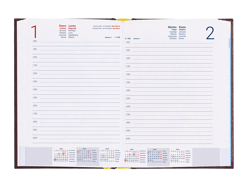 AGENDA ENCUADERNADA LIDERPAPEL CORFU A6 2024 DIA PAGINA COLOR ROJO PAPEL 60 GR