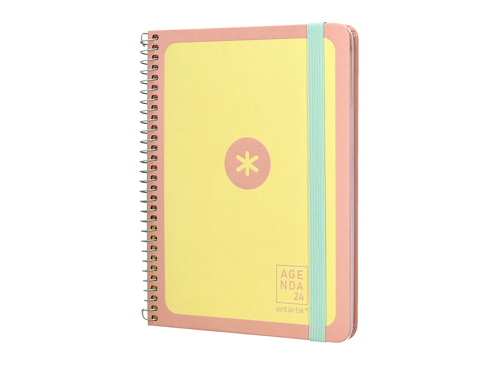 AGENDA DE OFICINA ANTARTIK A5+ 2024 SEMANA VISTA 80 GR CON SOBRE Y 3 HOJAS COLOR YELLOW 165X215 MM