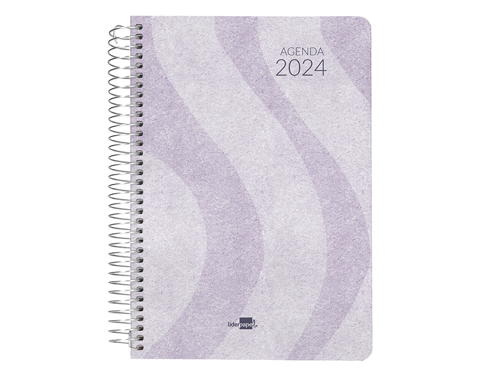 AGENDA ESPIRAL LIDERPAPEL SYROS 15X21 CM 2024 DIA PAGINA SIMPLE ESPIRAL COLOR MALVA PAPEL 60 GR