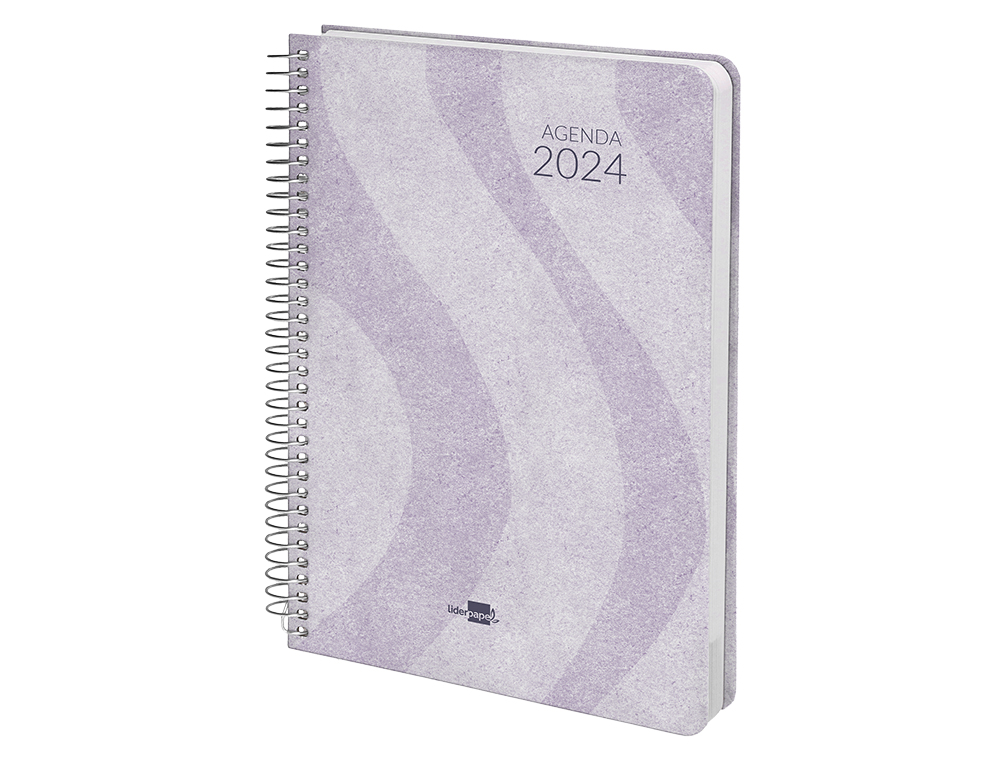 AGENDA ESPIRAL LIDERPAPEL SYROS 15X21 CM 2024 DIA PAGINA SIMPLE ESPIRAL COLOR MALVA PAPEL 60 GR