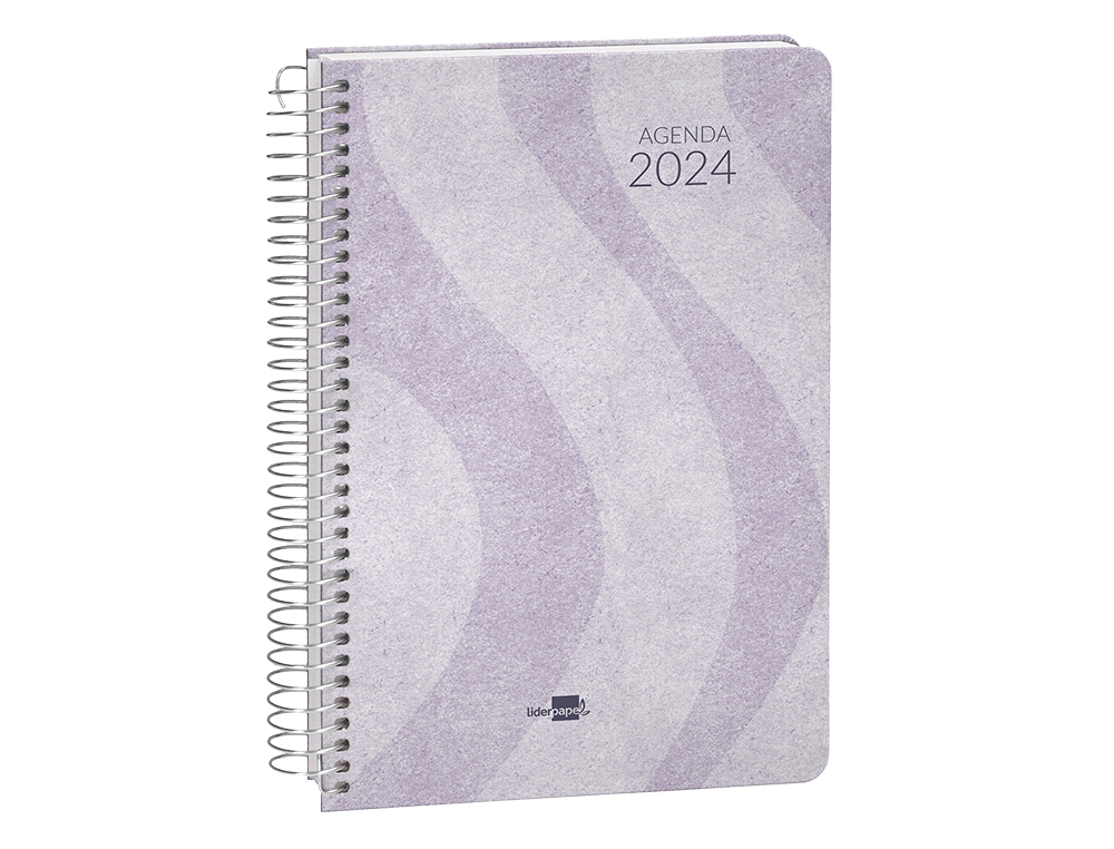 AGENDA ESPIRAL LIDERPAPEL SYROS 15X21 CM 2024 DIA PAGINA SIMPLE ESPIRAL COLOR MALVA PAPEL 60 GR