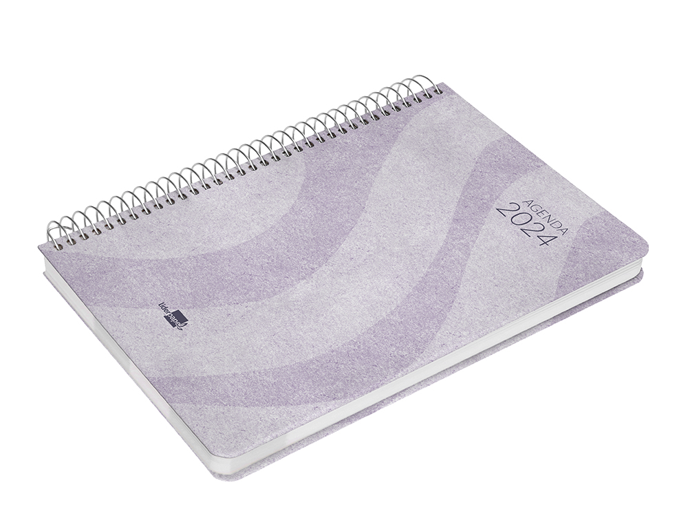 AGENDA ESPIRAL LIDERPAPEL SYROS 15X21 CM 2024 DIA PAGINA SIMPLE ESPIRAL COLOR MALVA PAPEL 60 GR