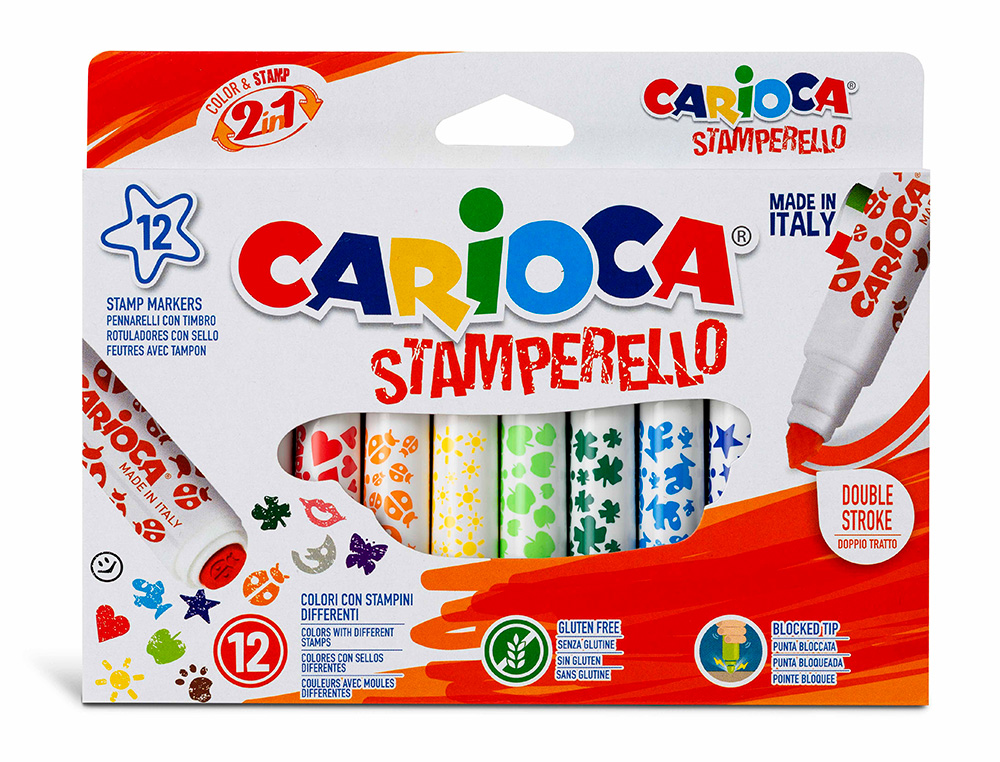 ROTULADOR CARIOCA STAMPERELLO CAJA 12 UNIDADES COLORES SURTIDOS