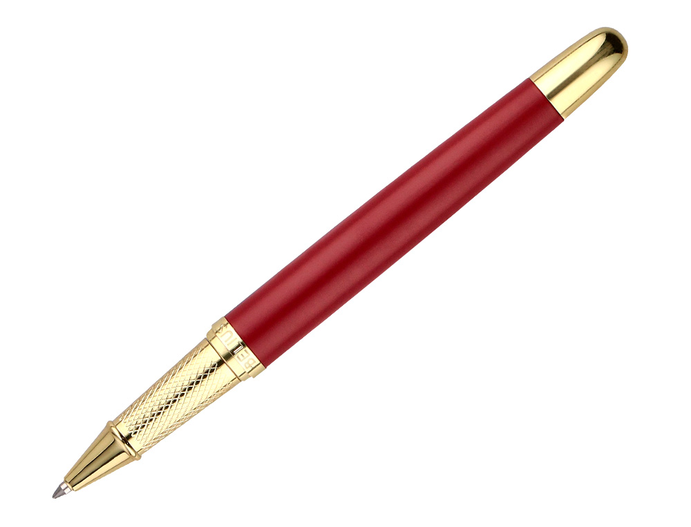 BOLIGRAFO Y ESTUCHE BELIUS SOIREE COLOR ART DECO GRANATE Y DORADO TINTA AZUL CAJA DE DISEÑO