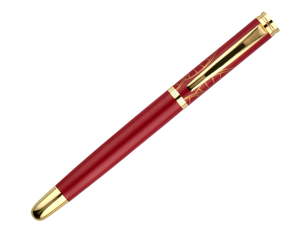 BOLIGRAFO Y ESTUCHE BELIUS SOIREE COLOR ART DECO GRANATE Y DORADO TINTA AZUL CAJA DE DISEÑO