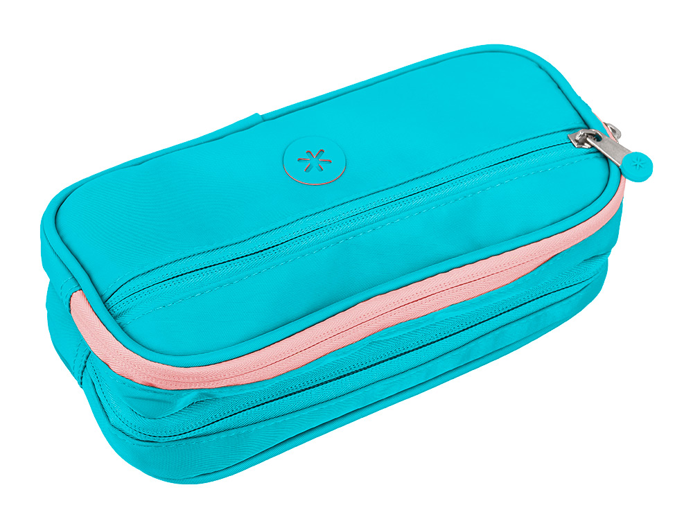 ESTUCHE PORTATODO ANTARTIK FUSION FLEX 3 CREMALLERAS TURQUESA COMPAÑERO MOCHILA 100X60X220 MM