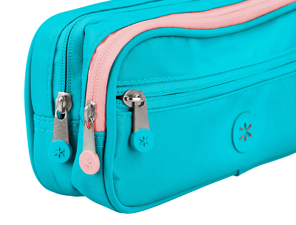 ESTUCHE PORTATODO ANTARTIK FUSION FLEX 3 CREMALLERAS TURQUESA COMPAÑERO MOCHILA 100X60X220 MM