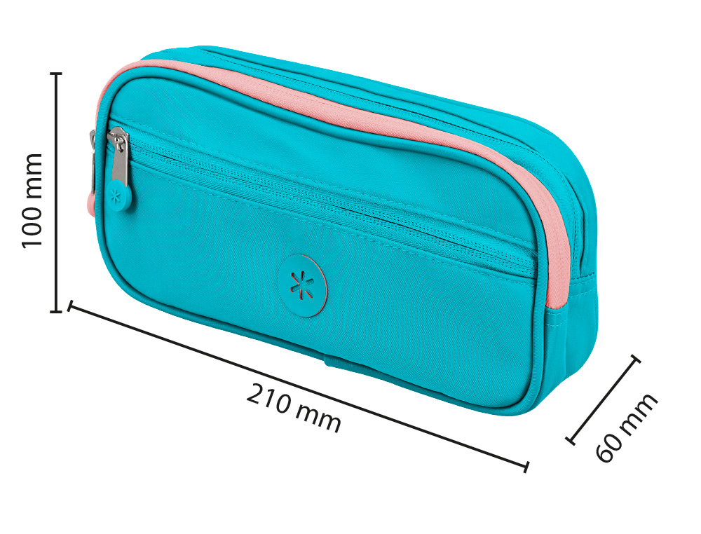ESTUCHE PORTATODO ANTARTIK FUSION FLEX 3 CREMALLERAS TURQUESA COMPAÑERO MOCHILA 100X60X220 MM