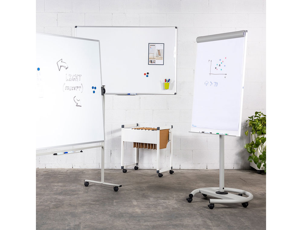 PIZARRA BLANCA ROCADA LACADA MAGNETICA MARCO ALUMINIO CON CANTONERAS 60X90 CM