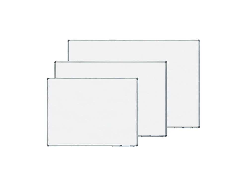 PIZARRA BLANCA ROCADA LACADA MAGNETICA MARCO ALUMINIO CON CANTONERAS 100X150 CM