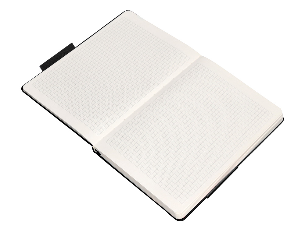 CUADERNO CON GOMILLA ANTARTIK NOTES TAPA DURA A5 HOJAS CUADRICULA NEGRO 100 HOJAS 80 GR FSC