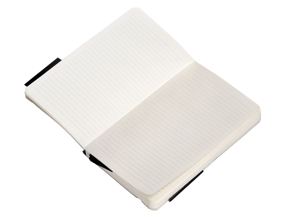 CUADERNO CON GOMILLA ANTARTIK NOTES TAPA BLANDA A6 RAYAS NEGRO 100 HOJAS 80 GR FSC