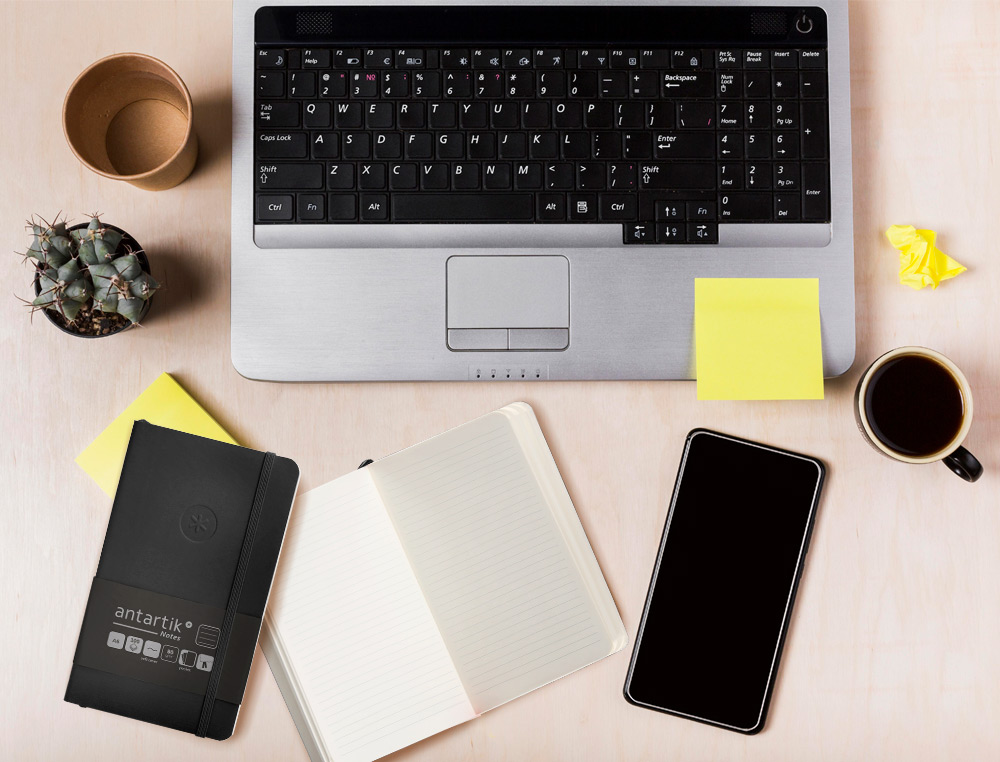 CUADERNO CON GOMILLA ANTARTIK NOTES TAPA BLANDA A6 RAYAS NEGRO 100 HOJAS 80 GR FSC