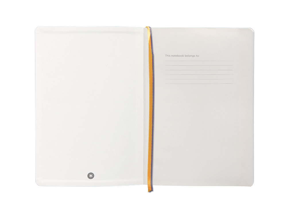 CUADERNO CON GOMILLA ANTARTIK NOTES TAPA BLANDA A5 HOJAS RAYAS MORADO Y AMARILLO 80 HOJAS 80 GR FSC