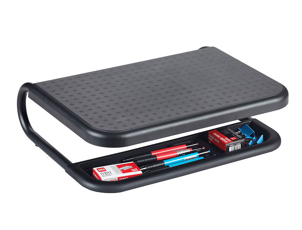 SOPORTE Q-CONNECT PARA PORTATIL Y MONITOR DE PC CON BANDEJA ORGANIZADORA COLOR NEGRO 380X295X110 MM