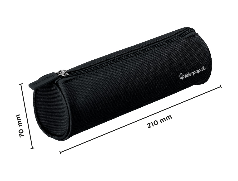 ESTUCHE PORTATODO LIDERPAPEL CLASSIC CILINDRICO ANCHO 210X70MM NEGRO