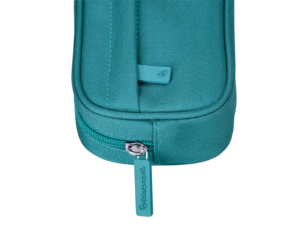 ESTUCHE PORTATODO LIDERPAPEL CLASSIC OVALADO 2 CREMALLERAS CON BOLSILLO DELANTERO 210X90MM AZUL TURQUESA