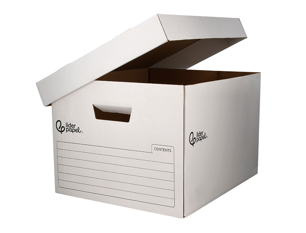 CAJON CONTENEDOR LIDERPAPEL CARTON AUTOMATICO PARA 3 CAJASARCHIVO DEFINITIVO FOLIO / 4 ARCHIVADORES A-Z 387X333X260MM