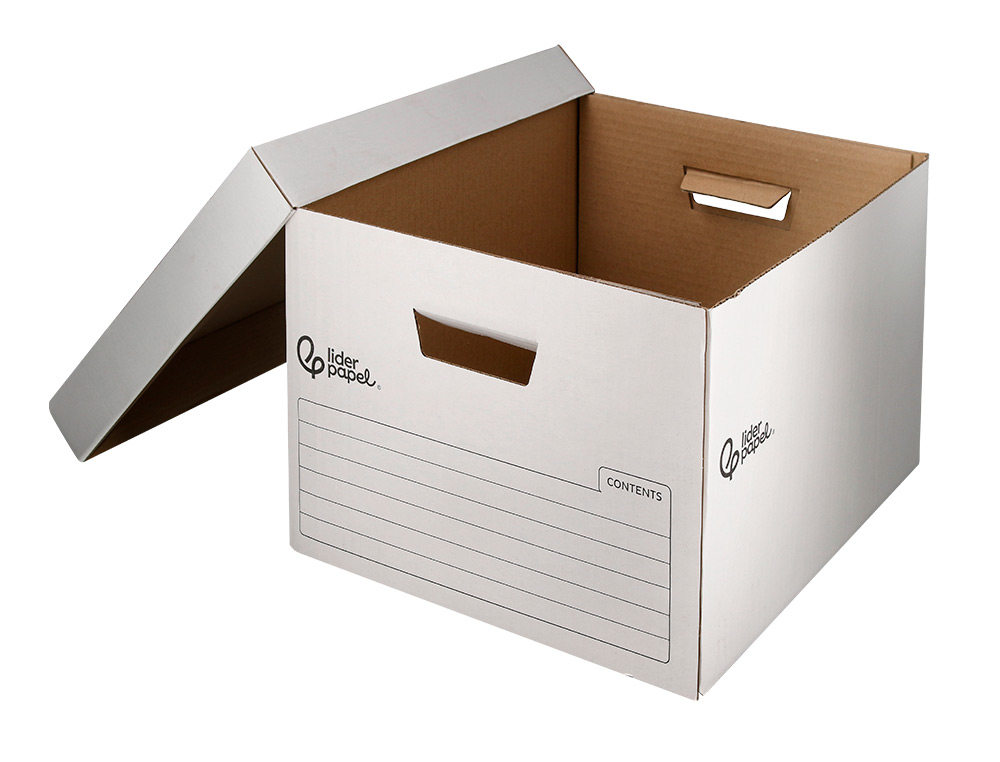 CAJON CONTENEDOR LIDERPAPEL CARTON AUTOMATICO PARA 3 CAJASARCHIVO DEFINITIVO FOLIO / 4 ARCHIVADORES A-Z 387X333X260MM