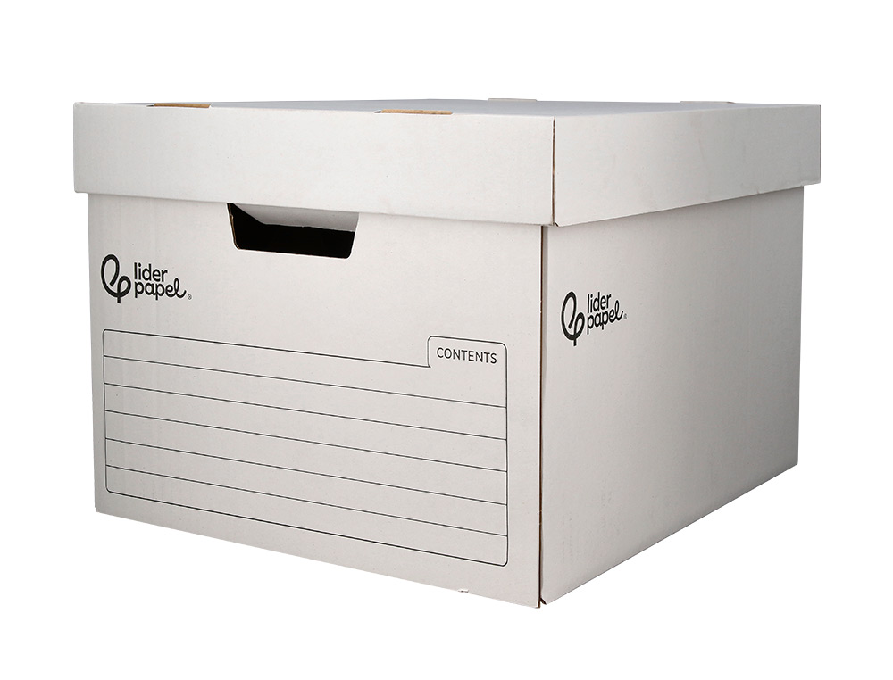 CAJON CONTENEDOR LIDERPAPEL CARTON AUTOMATICO PARA 3 CAJASARCHIVO DEFINITIVO FOLIO / 4 ARCHIVADORES A-Z 387X333X260MM