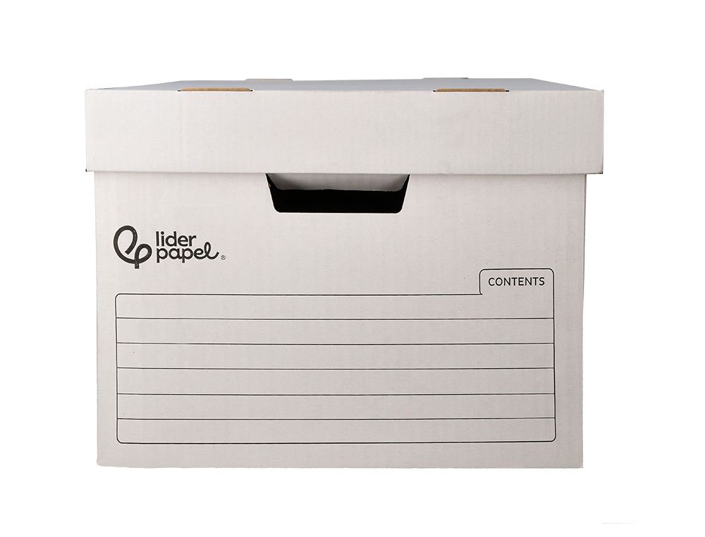 CAJON CONTENEDOR LIDERPAPEL CARTON AUTOMATICO PARA 3 CAJASARCHIVO DEFINITIVO FOLIO / 4 ARCHIVADORES A-Z 387X333X260MM