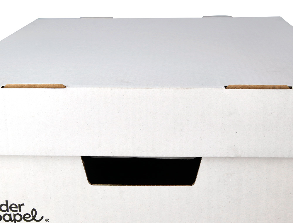 CAJON CONTENEDOR LIDERPAPEL CARTON AUTOMATICO PARA 3 CAJASARCHIVO DEFINITIVO FOLIO / 4 ARCHIVADORES A-Z 387X333X260MM