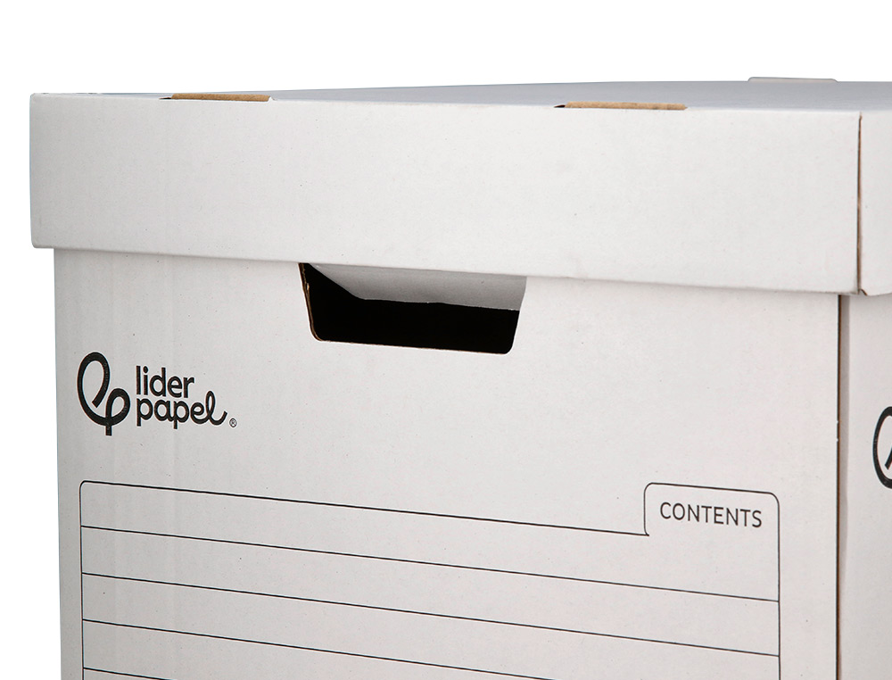 CAJON CONTENEDOR LIDERPAPEL CARTON AUTOMATICO PARA 3 CAJASARCHIVO DEFINITIVO FOLIO / 4 ARCHIVADORES A-Z 387X333X260MM