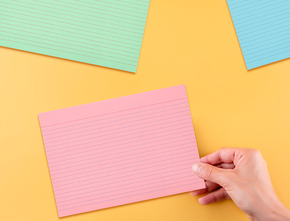 TARJETA LIDERPAPEL PARA ESTUDIAR RAYADA CARTULINA DE COLORES 170 GR/M2 100X150MM PAQUETE DE 200 UNIDADES