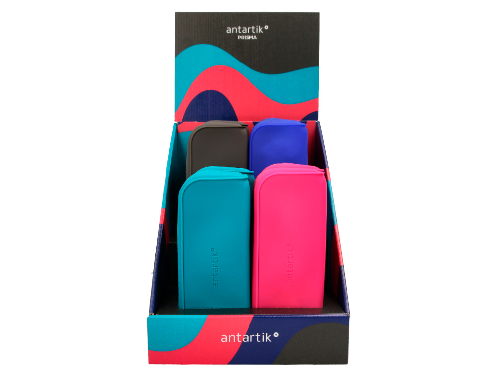 ESTUCHE PORTATODO ANTARTIK PRISMA SOFT RECTANGULAR 185X50X75 MM EXPOSITOR DE 8 UNIDADES COLORES INTENSOS