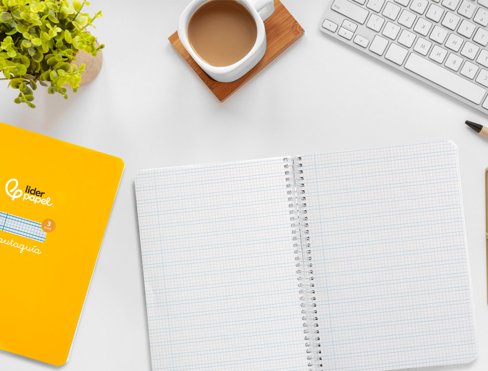 CUADERNO ESPIRAL LIDERPAPEL A5 PAUTAGUIA TAPA DURA 80H 90GR CUADRO PAUTADO 3MM COLOR AMARILLO