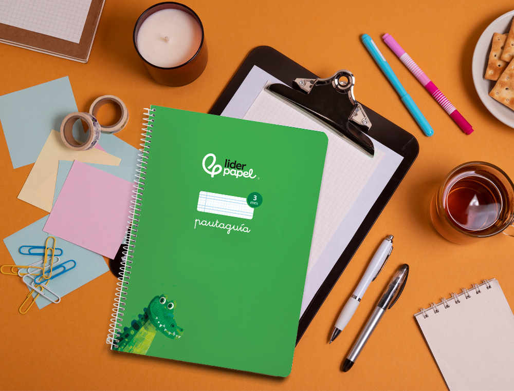 CUADERNO ESPIRAL LIDERPAPEL A4 PAUTAGUIA TAPA BLANDA 80H 75GR CUADRO PAUTADO 3MM COLOR VERDE