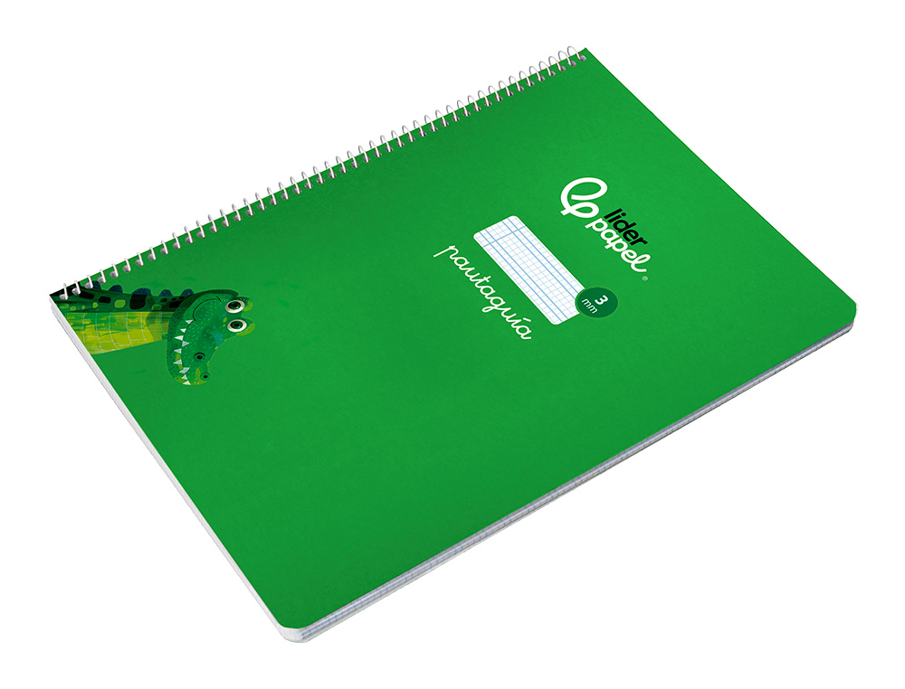 CUADERNO ESPIRAL LIDERPAPEL A4 PAUTAGUIA TAPA BLANDA 80H 75GR CUADRO PAUTADO 3MM COLOR VERDE