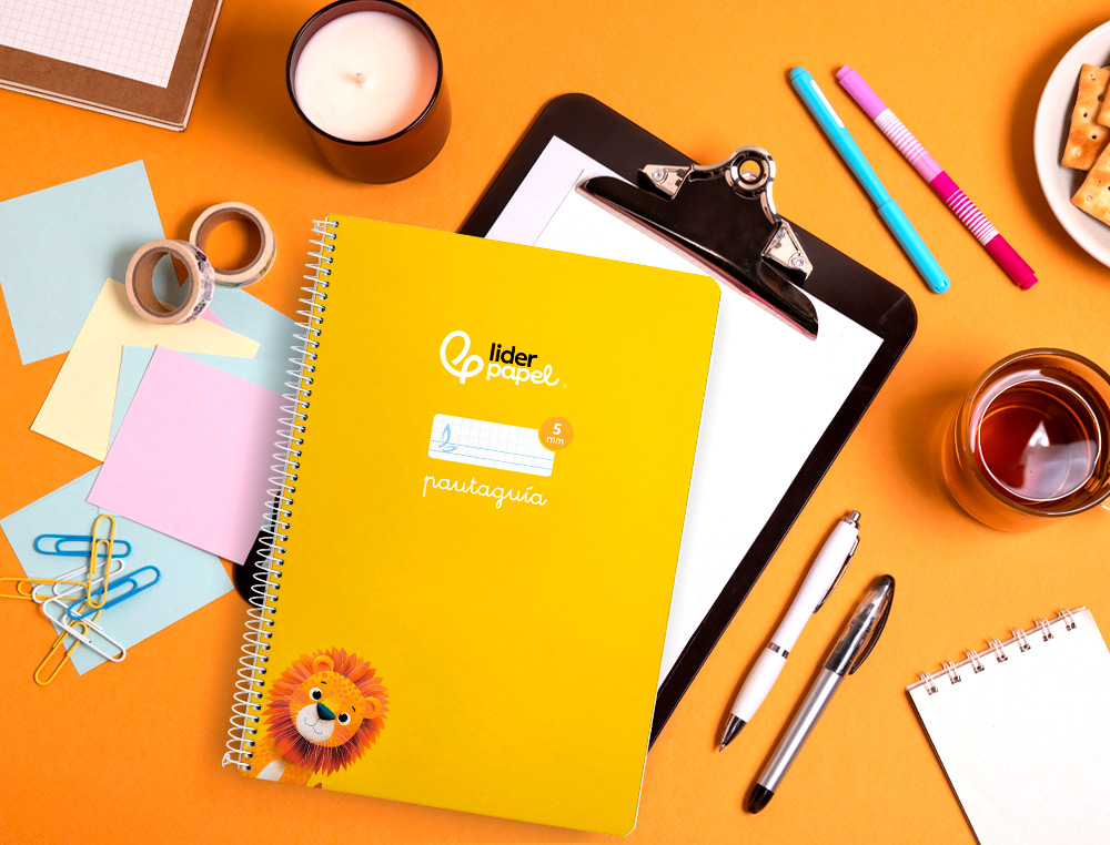 CUADERNO ESPIRAL LIDERPAPEL A4 PAUTAGUIA TAPA BLANDA 80H 75GR CUADRO PAUTADO 5MM COLOR AMARILLO