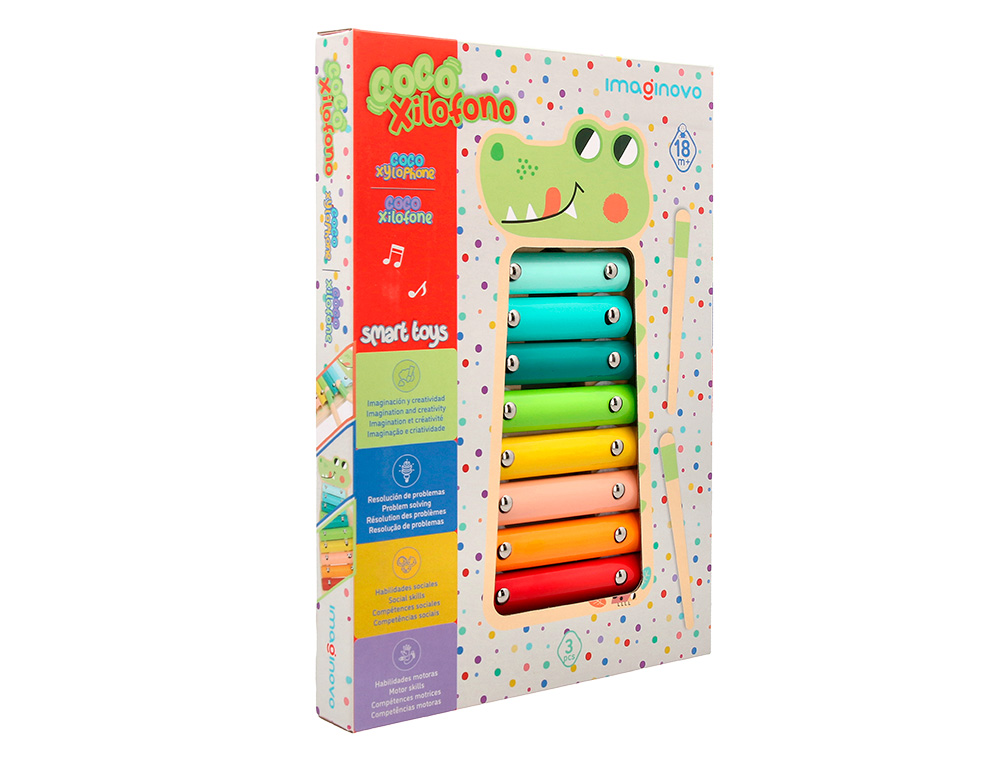 JUEGO INFANTIL IMAGINOVO MADERA XILOFONO INSTRUMENTO MUSICAL COCODRILO +18 MESES 28X14,8X2,5CM