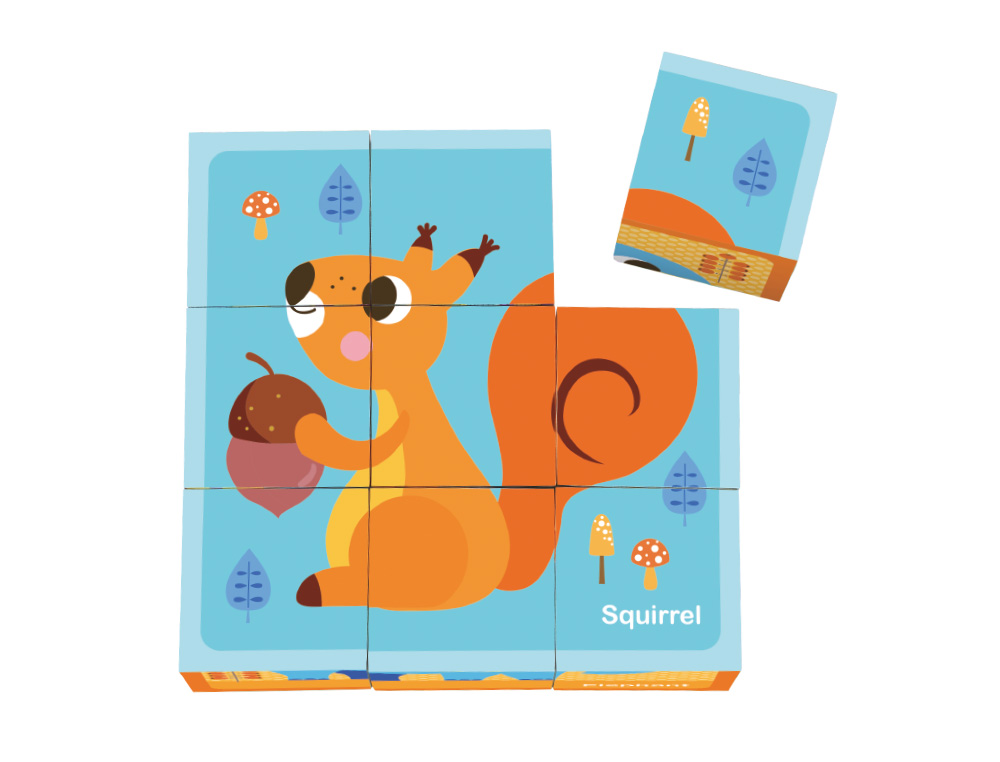 PUZLE INFANTIL IMAGINOVO MADERA CUBOS DE ANIMALES +24 MESES 15 PIEZAS INCLUYE 12 PATRONES 22X22X6,4CM