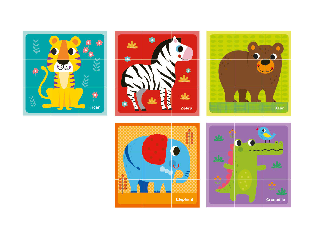 PUZLE INFANTIL IMAGINOVO MADERA CUBOS DE ANIMALES +24 MESES 15 PIEZAS INCLUYE 12 PATRONES 22X22X6,4CM