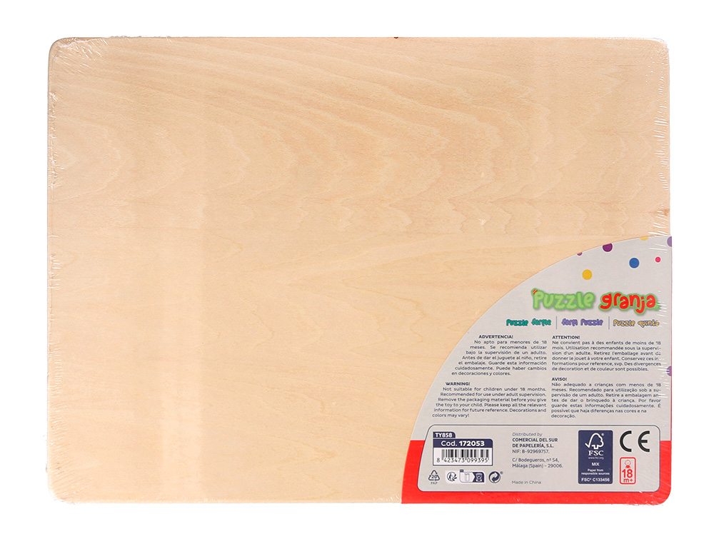 PUZLE INFANTIL IMAGINOVO MADERA GRANJA +18 MESES 9 PIEZAS 30X22,5X1,5CM