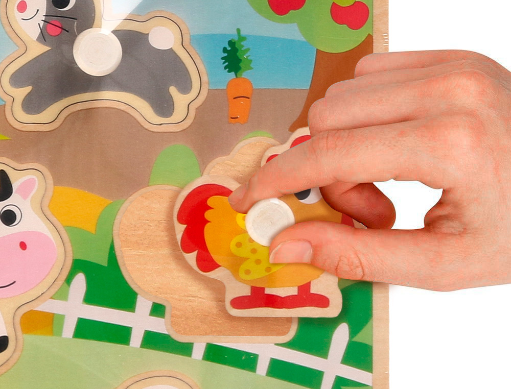 PUZLE INFANTIL IMAGINOVO MADERA GRANJA +18 MESES 9 PIEZAS 30X22,5X1,5CM