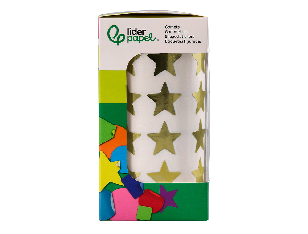 GOMETS LIDERPAPEL AUTOADHESIVO ESTRELLAS DORADAS 20 MM 1500 UNIDADES EN CAJA DE CARTON