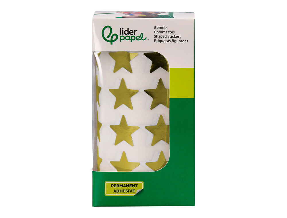 GOMETS LIDERPAPEL AUTOADHESIVO ESTRELLAS DORADAS 20 MM 1500 UNIDADES EN CAJA DE CARTON