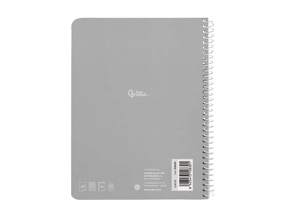 CUADERNO ESPIRAL LIDERPAPEL DIN A5 WITTY TAPA DURA 80H 90GR RAYADO Nº46 CON MARGEN COLORES SURTIDOS