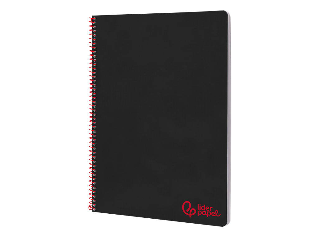 CUADERNO ESPIRAL LIDERPAPEL A4 WONDER TAPA PLASTICO 80H 90GR PAUTA ESTRECHA 2,5MM CON MARGEN COLOR NEGRO