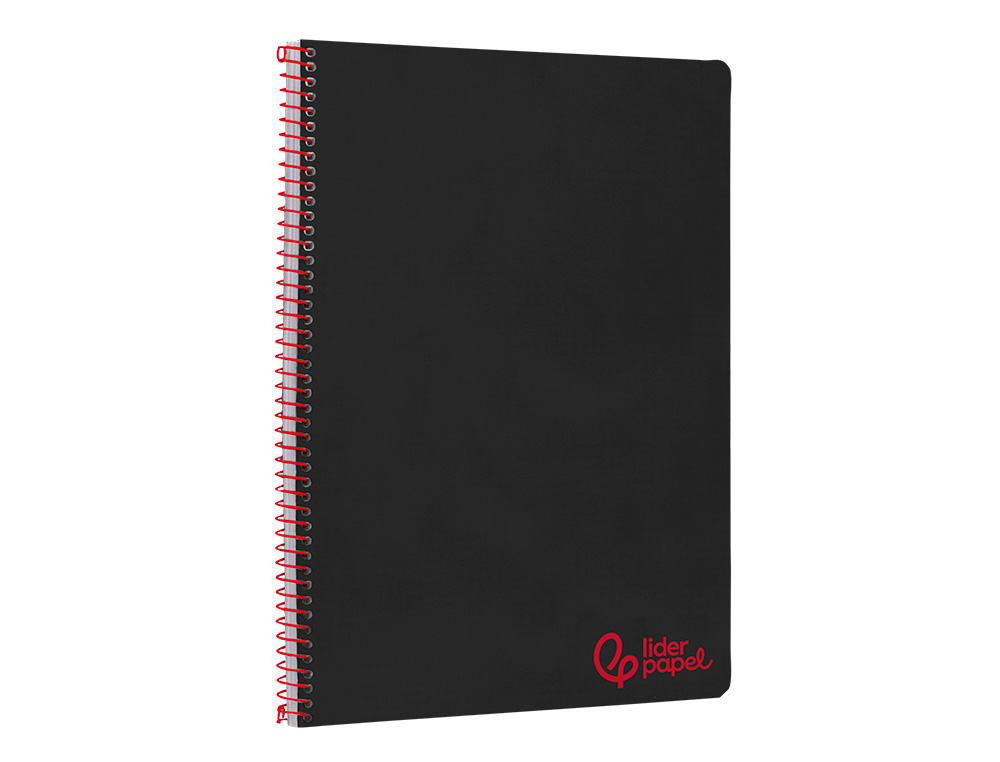 CUADERNO ESPIRAL LIDERPAPEL A4 WONDER TAPA PLASTICO 80H 90GR PAUTA ESTRECHA 2,5MM CON MARGEN COLOR NEGRO