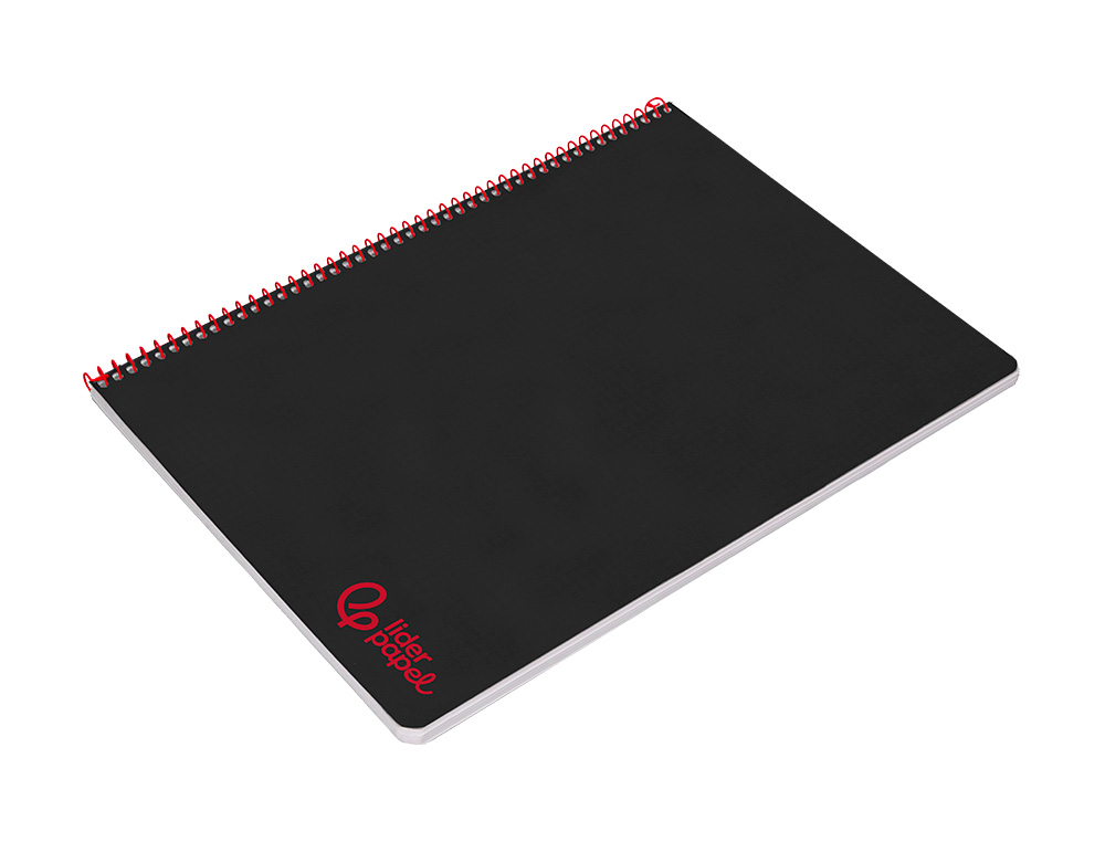 CUADERNO ESPIRAL LIDERPAPEL A4 WONDER TAPA PLASTICO 80H 90GR PAUTA ESTRECHA 2,5MM CON MARGEN COLOR NEGRO