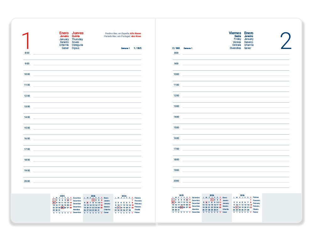 AGENDA ENCUADERNADA LIDERPAPEL CORFU A5 2026 DIA PAGINA NEGRO PAPEL 60 GR FSC