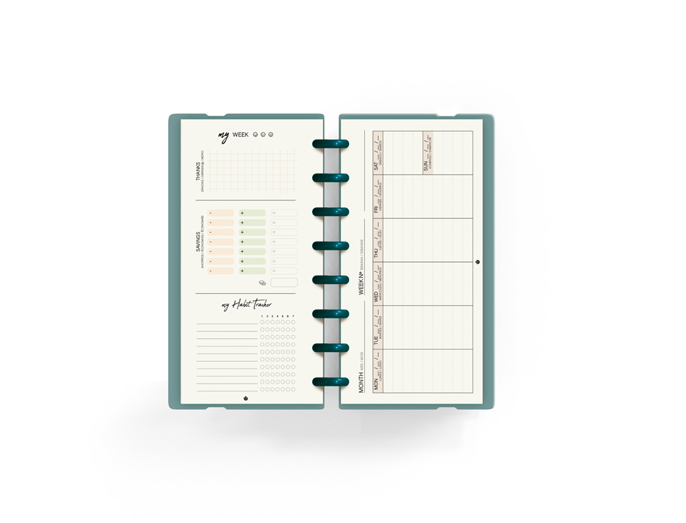 PLANIFICADOR CARCHIVO INGENIOX MY WEEK CHECK LIST MY WEEK SEMANAL TURQUESA 105X210 MM