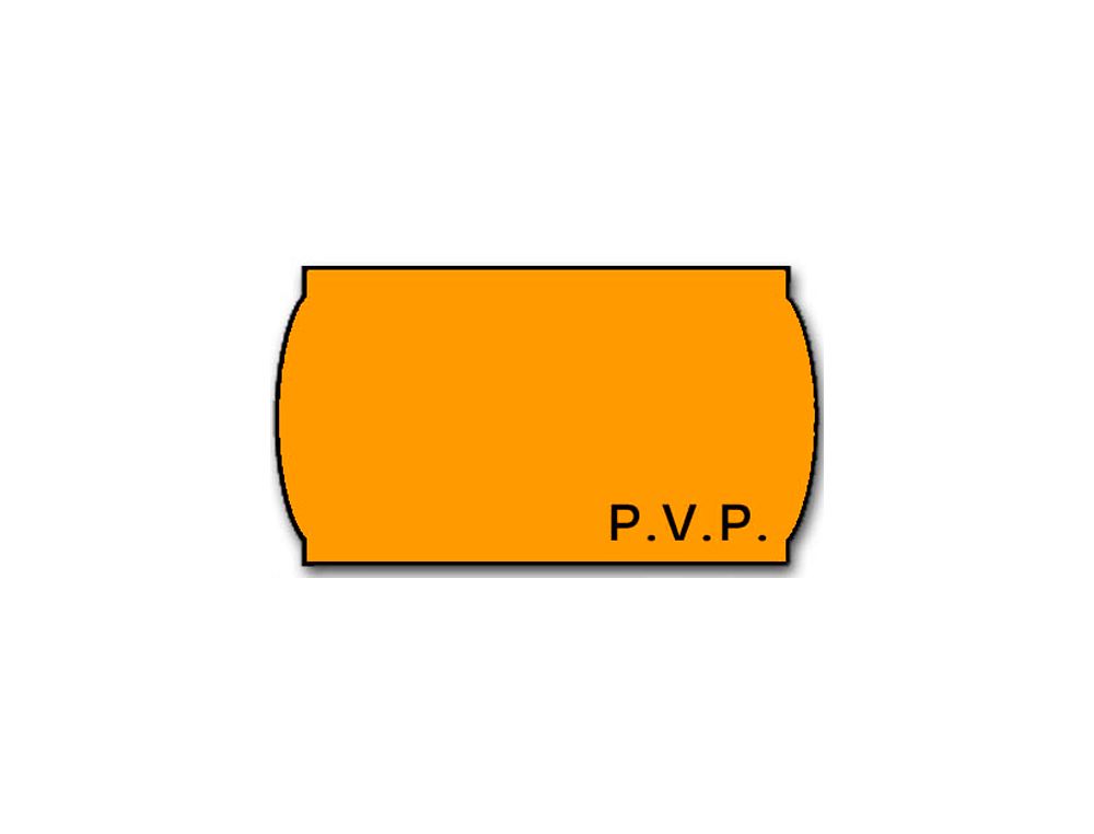 ETIQUETAS METO ONDULADAS 32X19 MM PVP ADH.2 FLUOR NARANJA ROLLO 1000 ETIQUETAS